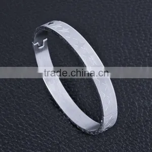 Wholesale Star Carving Pattern Stainless Steel Bracelet Bangle Can Open SMJ0054 thumbnail-4