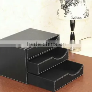 Home & Office Stationery ,hot Sell Pu Faux Leather 4 Drawer Sorter Desk Orgainser thumbnail-1