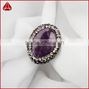 Wholesale Natural Raw Uraguay Amethyst Beads Boho CZ Jewelry, Black Rosary Druzy Amethyst Beads With Zircon Pave Cap thumbnail-3