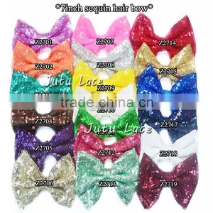 25colors of High Quality Decoration Tutus Bowknots -7inch Big Sequin Fabric Hair Bows thumbnail-3