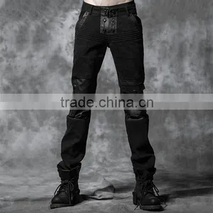 K-178 Punk Rave Elastic Straight Trousers With Skulls And Dark Printing thumbnail-1