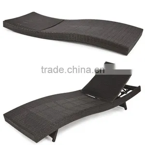 Space Saving Folding Legs Black Brown PE Rattan Wicker Outdoor Patio Pool Chaise Lounge Chair thumbnail-1