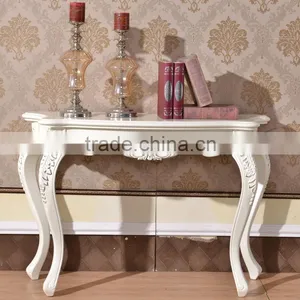 White Exquisite Washed Silver Leaf Solid Wood Hallway Console Table thumbnail-1