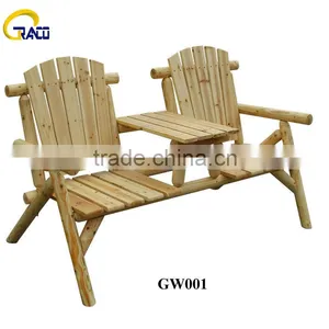 Granco GW001 Outdoor Furniture Wooden Log Double Chair thumbnail-1