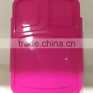 Plastic 3 Compartment Lunch Box Kids Lunch Box Transparent Plastic thumbnail-4