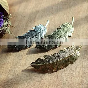 Fashion Golden Leaves Metal Clip For Women,Greece's Women Feather Spring Clip Metal Hair Accessories thumbnail-2