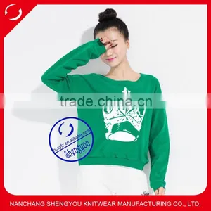 Wholesale High Quality Womens Pullover Sweatshirt Without Hood thumbnail-1