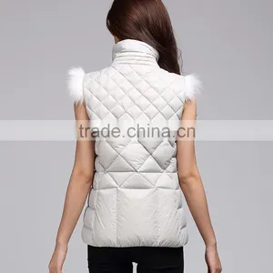 2015 Wholesale Warm Down Vest Women With Fox Fur thumbnail-4