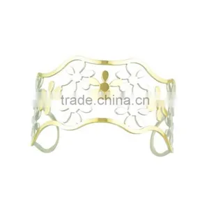 Women's Charm Stainless Steel Bangle Gold Plating Follower Hollow Out 316L Cuff Bangle thumbnail-1