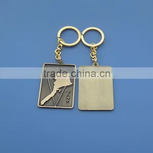 Custom Metal Stampping Antique Gold Country Map Key Rings thumbnail-1