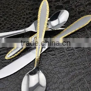 Stainless Steel Cutlery Set,golden and Sanding.dinner Knife and Spoon thumbnail-3