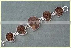 Sterling Silver Ammonite Bracelet, Semiprecious Bracelet thumbnail-1