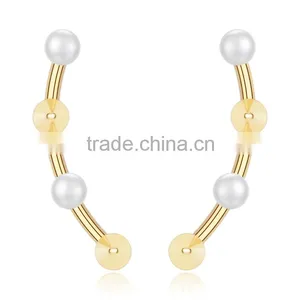 Kingman Fashion 18K Gold Puddles Big Fake Pearl Earring thumbnail-1