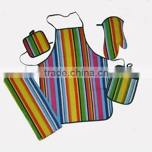 100% Cotton Canvas Cotton 4 Piece Apron Set Home Apron Gloves Kitchen Towel Heat Insulation Pad thumbnail-2