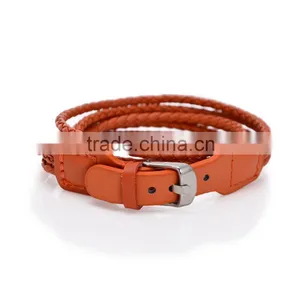 Fashion Braided Multi Layer Cingulate Leather Bracelet Black Brown Orange Knitted Leather Bangles Rope thumbnail-1