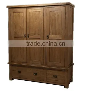 Bedroom Furniture- Solid Oak Wood Triple Wardrobe thumbnail-1