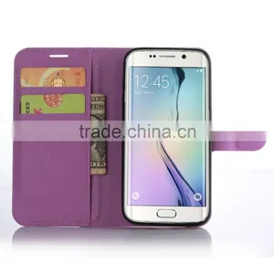 Hot Selling Ultra Thin Lichee PU Leather Case Wallet Folio Flip Cover for Samsung GALAXY S7 Edge thumbnail-5
