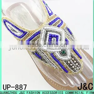 2017 the Latest Blue Beaded Ladies Sandals Uppers thumbnail-2