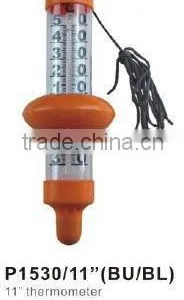 11" Orange Plastic Thermometer, Floating Swimming Pool Water Temperature Thermometer With String P1530/11" thumbnail-1