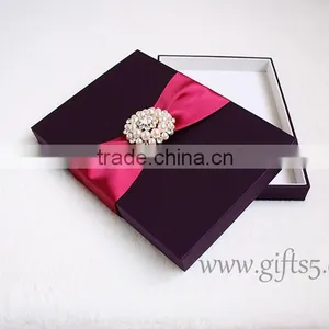 Gracefull Handmade Purple Wedding Invitation Gift Boxes thumbnail-5