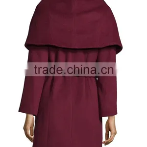 OEM Wholesale Hi-end Fall Winter New Pant Coat Design Woman's Wool Coat thumbnail-2