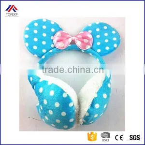 Girls Dots Plush Bowknot Soft Earmuffs thumbnail-1