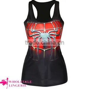 2015 New Design Ladies Cute Cheap Tank Tops Spider Printed Wholesale thumbnail-1