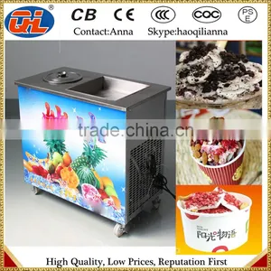 2015 Flat Pan Frozen Yogurt Real Fruits Stir Ice Cream Rolls Machine thumbnail-5