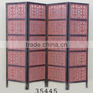 MDF Carved Wooden/Iron 4 Pannel Screen/Room Divider thumbnail-1
