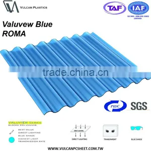 Extruded Color Corrugated Plastic Polycarbonate Roofing Sheet (Valuview Blue ROMA) thumbnail-6