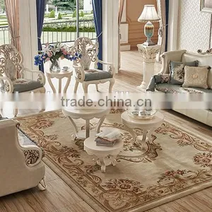 Solid Wood Living Room Furniture Vase and Flowers Carving Design Fabrice Sofa Set thumbnail-2