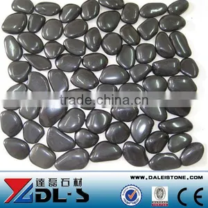 High Polished Black Pebble Tile Floor Pebble Shower Tile thumbnail-1