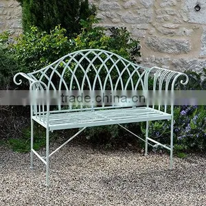 Light Green Wrought Iron Garden Bench thumbnail-1