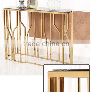Special Model OEM Design Black Marble Top Console Table With Golden Stainless Steel Base For Home Use thumbnail-2