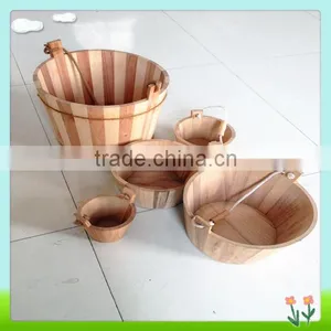 Handmade Wooden Barrel or Wooden Bucket With Water thumbnail-1