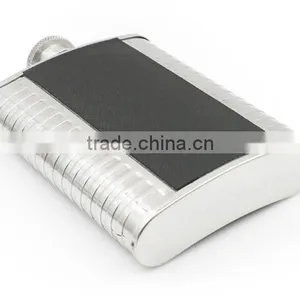 4 OZ Flagon With Black Twill Leather Hip Flask thumbnail-5