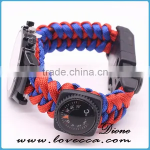2017 New Style Climbing Camping Survival Bracelets Umbrella Rope Firestarter Life Saving Paracord Watch Band thumbnail-5