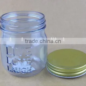 Light Blue Glass Jar New Mason Jar With Metal Cap 250ml thumbnail-3