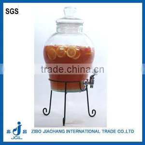 Large Glass Wine Jar With Metal Rack PJ03 thumbnail-1