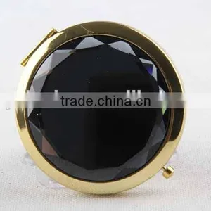 Flip Type Metal Gemstone Shaped Round Mirror With Snap Hook/mirror thumbnail-1