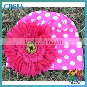 2014 Hot Sale Cheap Pink Cotton Baby Flower Hats Cute Newborn Toddler Baby Cotton Cap thumbnail-1
