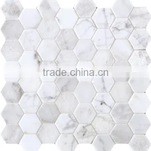 MM-CV239 Cheap Price Decorative Natural Stone Hexagon Marble Stone Mosaics thumbnail-2