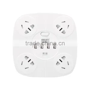 Pisen 1.8m 6ft Cable Euro Plug 4 Outles Universal Smart Power Strip With 1A 1A 2.4A 2.4A USB Charger thumbnail-2