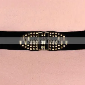 Wholesale Decorative Mushroom Rivet Alloy Buckle Women Lady Wide PU Waist Belt thumbnail-2