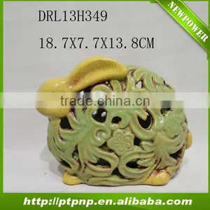 Factory Cute Rabbit Design Ceramic Lantern for Home and Garden thumbnail-1