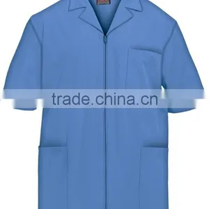 Medical Uniform Workwear Men's Short Sleeve Zip Front Scrub Jacket Medical Uniform thumbnail-1