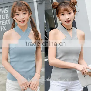 Wholesale Women Tank Tops Sexy Unique T-shirt Vest New Design Girls Sexy Tops thumbnail-1