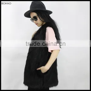Latest Customized Winter Women Faux Fur Vest Black thumbnail-4