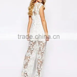 European Design Body Frock Orchid Jumpsuit Corchet Bridal Wear For Wedding Party With Cap Sleeves thumbnail-2