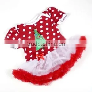 New Fashion Chirstmas Tree 100% Cotton Baby Romper With Pettiskirts Petti Rompers thumbnail-2